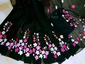 এক্সক্লুসিভ হ্যান্ড প্রিন্টেড কালারফুল ম্যাচিং কাপল শাড়ি অ্যান্ড পাঞ্জাবি সেট