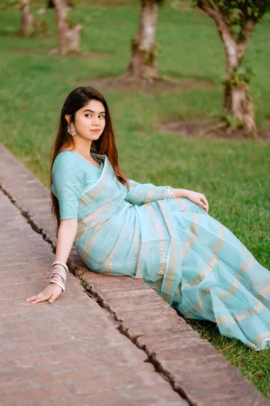 প্রিমিয়াম সেমি মসলিন শাড়ী + ব্লাউজ পিস (Code#SM-400)