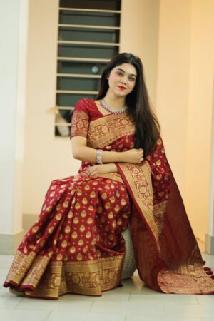 জাপানি সিল্ক কাতান শাড়ি+ ব্লাউজ পিস  (Code#JP-413)