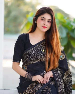 প্রিমিয়াম সেমি মসলিন শাড়ী + ম্যাচিং ব্লাউজ পিচ (Code#SM-419)