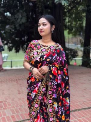 প্রিমিয়াম ইন্ডিয়ান সিল্ক পার্টি শাড়ী + ব্লাউজ পিস (Code#NB-25)