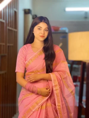 প্রিমিয়াম সেমি মসলিন শাড়ী + ম্যাচিং ব্লাউজ পিচ (Code#SM-416)