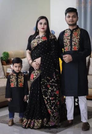 বাচ্চা সহ শাড়ি পাঞ্জাবি কাঁপল সেট BCP#05